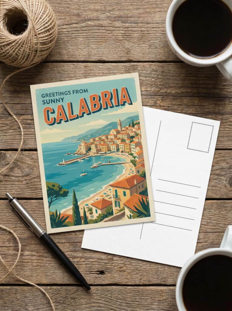 A custom printed postcard with a pen on a table, ready for personal writing.